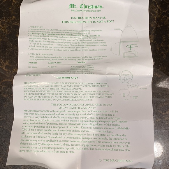 Mr. Christmas Vintage Musical Egg Ornament with Christmas tree & presents motif! - Picture 6 of 8